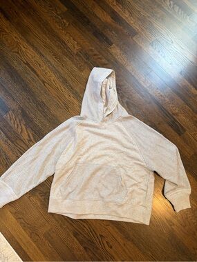 Light gray Hooded Ribbed Pullover Sweatshirt - Women